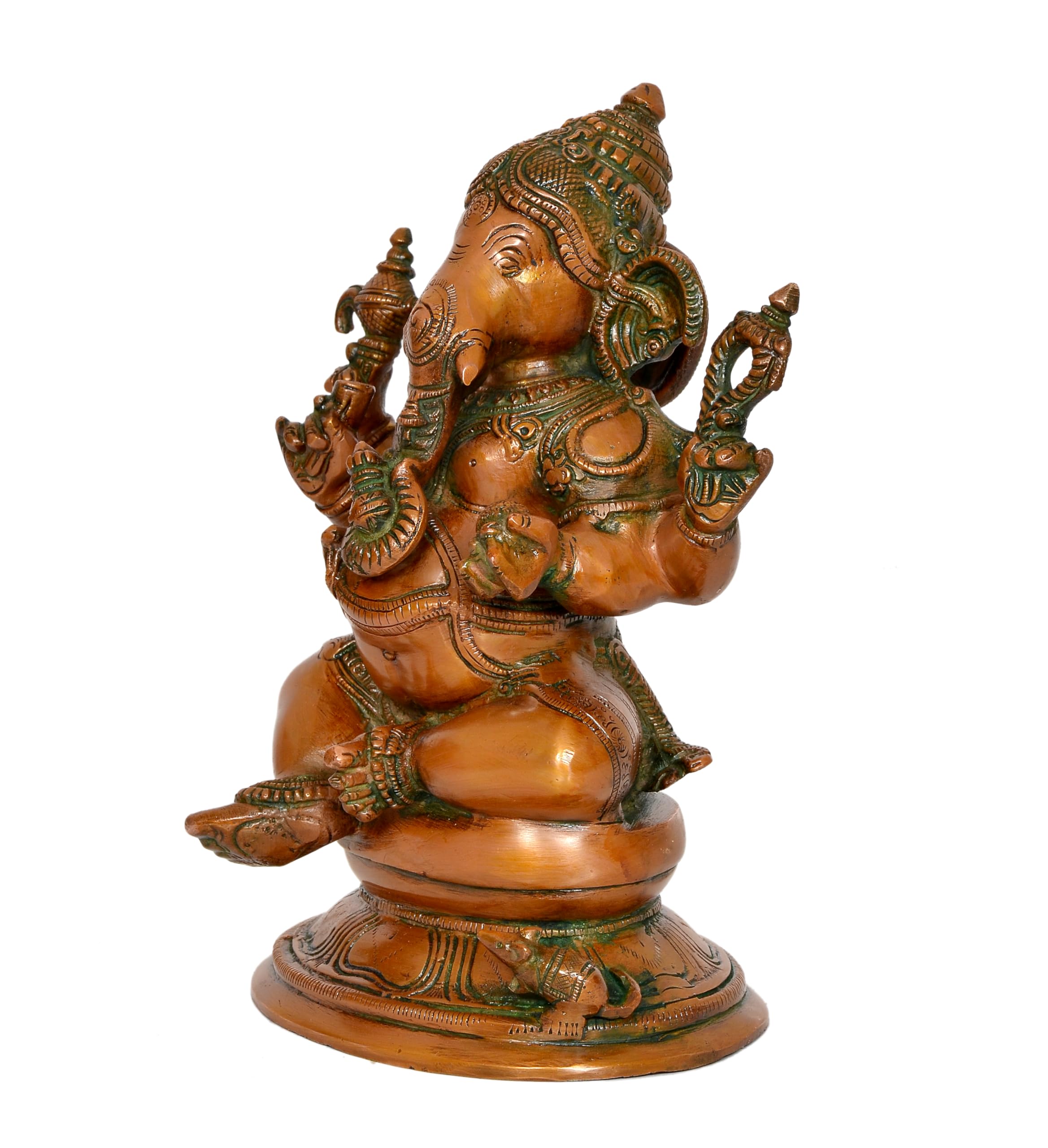 Dattatreya Brass Ganesh Statue Lord Ganesha Idol For Home Decor And Pooja Hindu God Ganapati Figurine (Height 10 Inch)